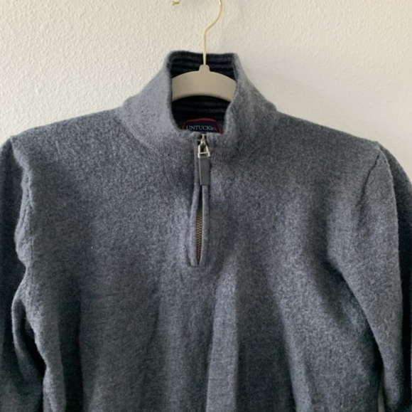 UNTUCKit Mens Size Large Gray Merino Wool 1/4 Zip Long Sleeve Pullover Sweater - Picture 2 of 4